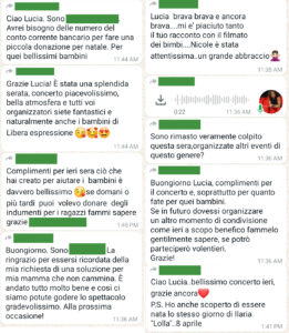 Messaggi da parte del pubblico della Serata di Beneficenza